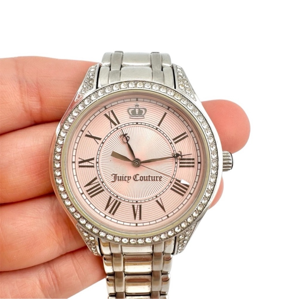 Juicy Couture Women's Watch in Silver & Pink with Rhinestone Crystals